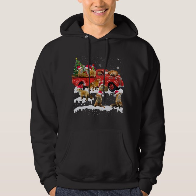 Sudadera Fox Riding Red Truck Merry Christmas X-mas Ugly Gi (Anverso)