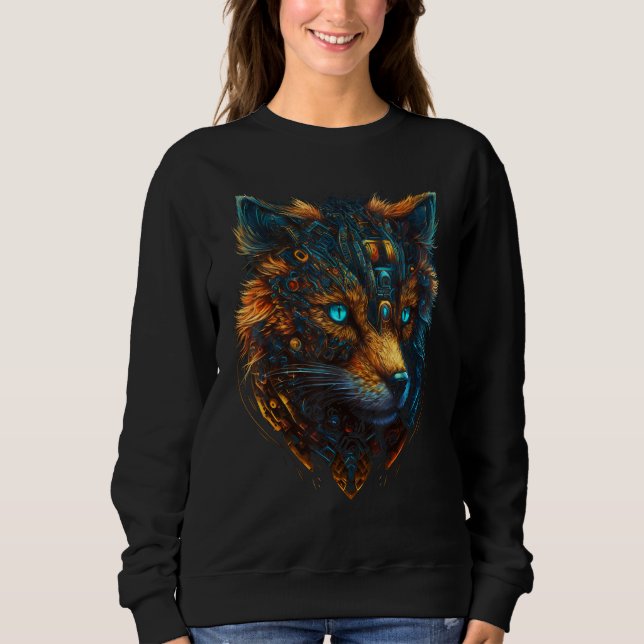 Sudadera Fox Robot Blue Eyes Animal Art Fantasy (Anverso)