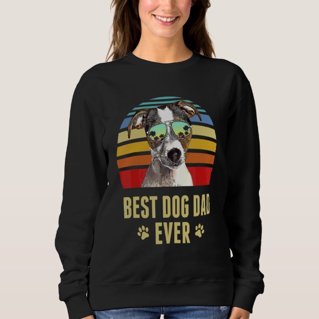 Sudadera Fox Terrier Mejor Perro Papá Nunca Retro Sunset (Anverso)