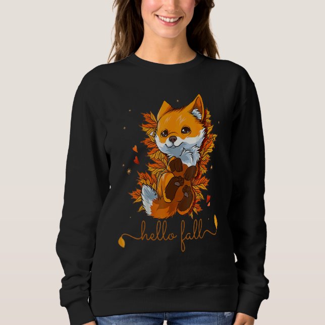 Sudadera Fox Thanksgiving Fall Autumn Hello Fall Cute Fox (Anverso)
