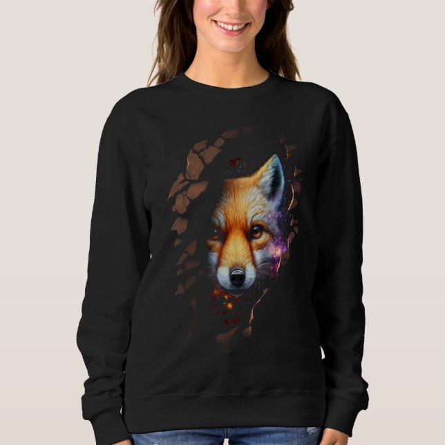 Sudadera Fox Wall Animal Print Art Animal Lover Fox (Anverso)