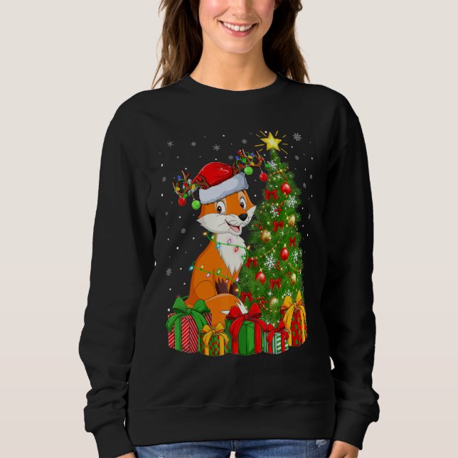 Sudadera Fox   Xmas Holiday Santa Fox Christmas Tree (Anverso)