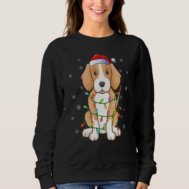 Sudadera Foxhound Dog Xmas Iluminando a Santa Hat Foxhound  (Anverso)