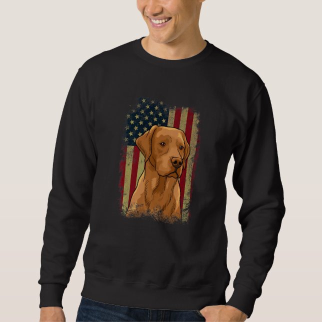 Sudadera Foxred Labrador US Flag Dog Lover Fox Red lab Prem (Anverso)