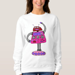 Sudadera Frankie Robot: Rosa en blanco