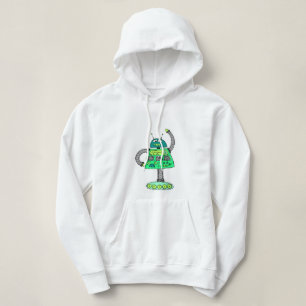Sudadera Frankie robot, verde sobre blanco