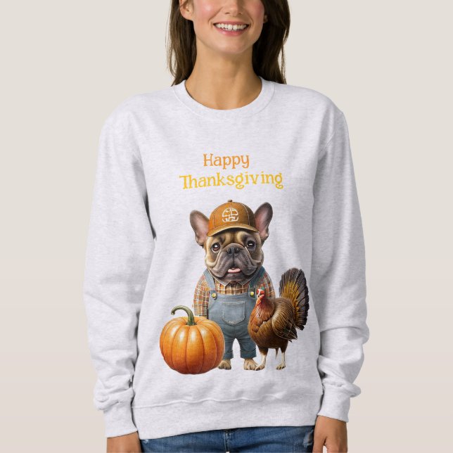 Sudadera Französische Bulldogge Thanksgiving French Bulldog (Anverso)