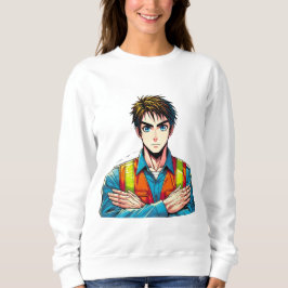Sudadera Frauen Sweatshirt mit Manga-Sicherheitsfachmann
