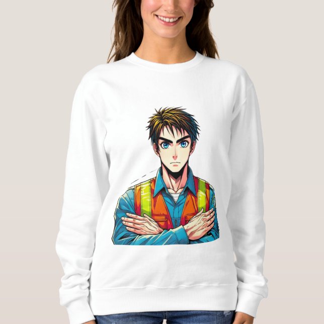 Sudadera Frauen Sweatshirt mit Manga-Sicherheitsfachmann (Anverso)