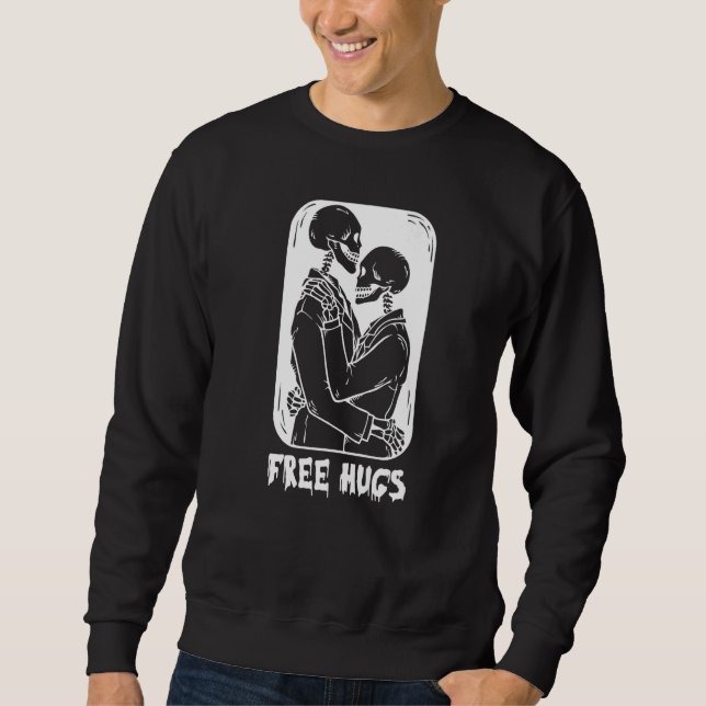 Sudadera Free Hugs Kiss Skeleton Men Gay Skeletons Hug (Anverso)