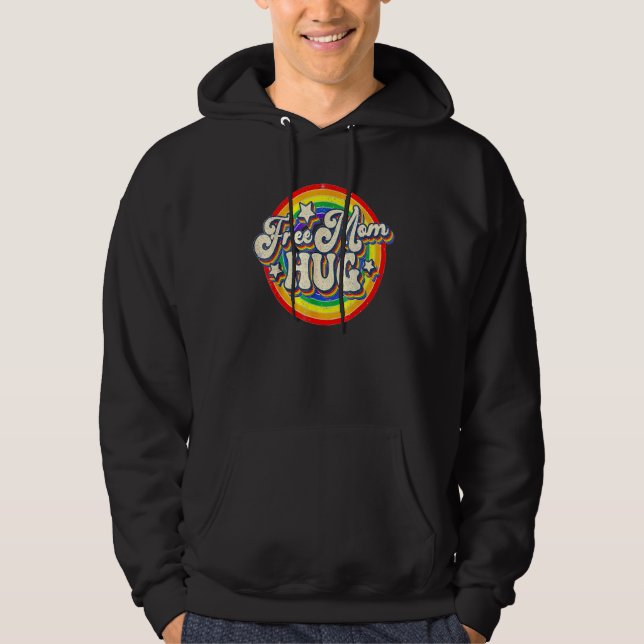 Sudadera Free Mom Hug LGBT Pride Pride Mom Month Retro Vint (Anverso)