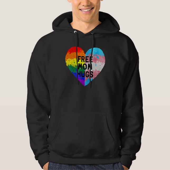 Sudadera Free Mom Hugs Gay Pride Transgender Rainbow Flag (Anverso)