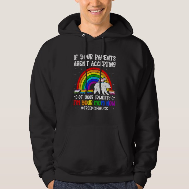 Sudadera Free Mom Hugs LGBT Gay Pride Month LGBTQ Bear Rain (Anverso)