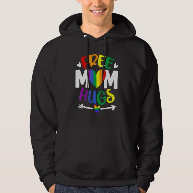 Sudadera Free Mom Hugs Rainbow LGBT Lesbian Gay Trans Pride (Anverso)