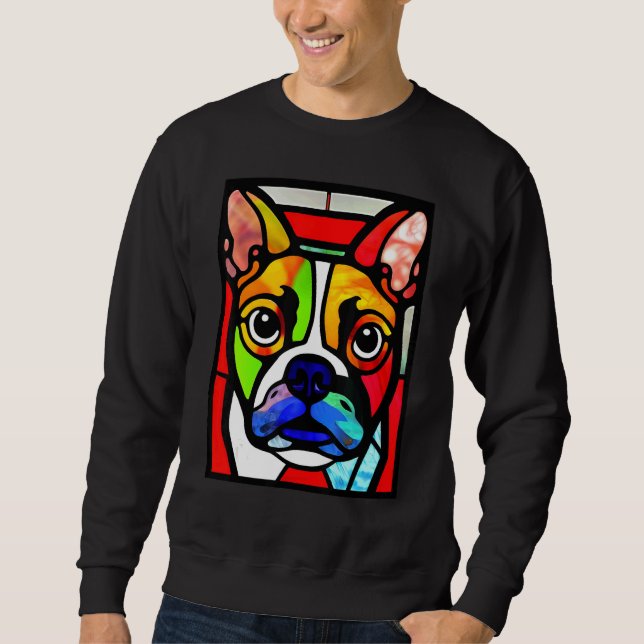 Sudadera French Bulldog - Colorful Stained Glass Pop Art_2 (Anverso)