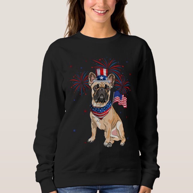 Sudadera French Bulldog Costume American Flag 4th Of July F (Anverso)