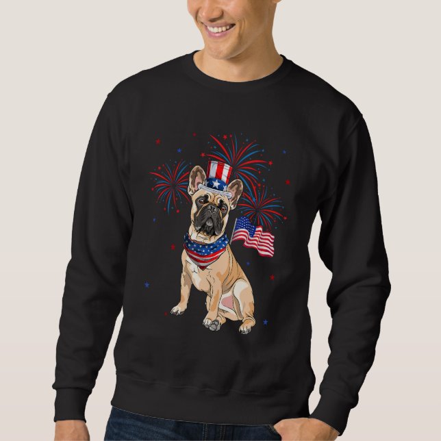 Sudadera French Bulldog Costume American Flag 4th Of July F (Anverso)