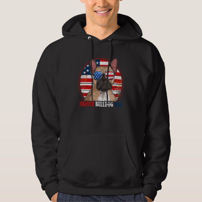 Sudadera French Bulldog Dad Retro American Flag Patriotic S (Anverso)