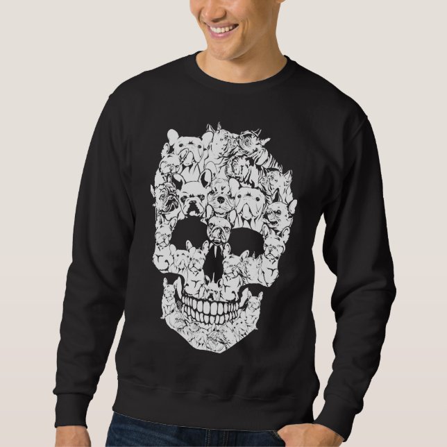 Sudadera French Bulldog Dog Halloween Skull Funny Horror Co (Anverso)