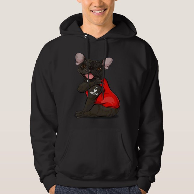 Sudadera French bulldog Dog I Love Mom Tattoo French Bulldo (Anverso)