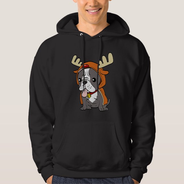 Sudadera French Bulldog Dressed Up Reindeer Dogs Xmas (Anverso)