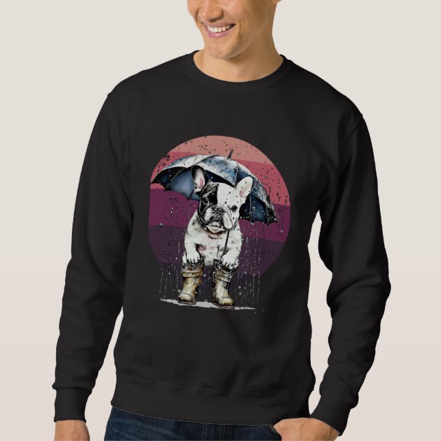 Sudadera French bulldog in the rain with booties and umbrel (Anverso)