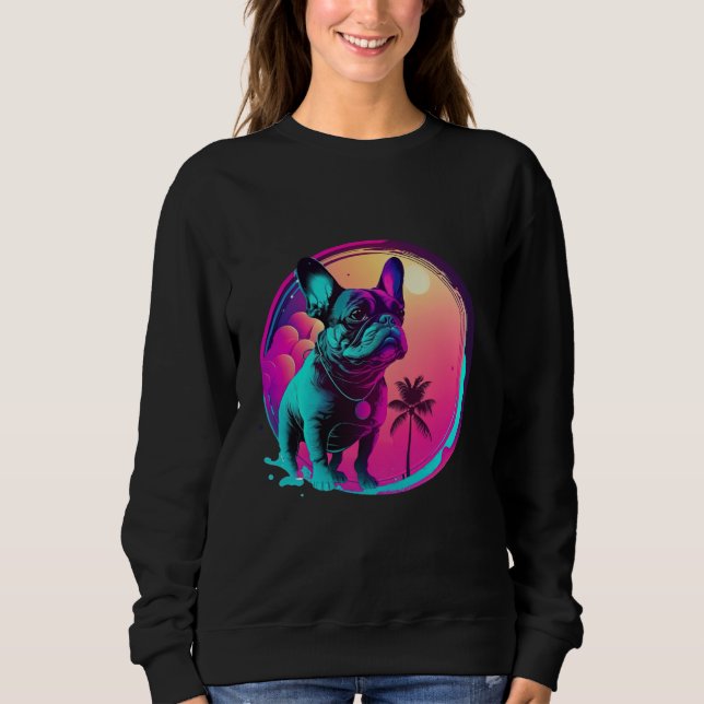 Sudadera French Bulldog s Synthwave Dreamscape (Anverso)