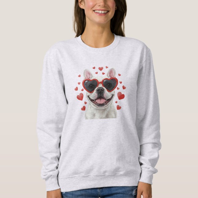 Sudadera French Bulldog Valentine Dog Portrait Illustration (Anverso)