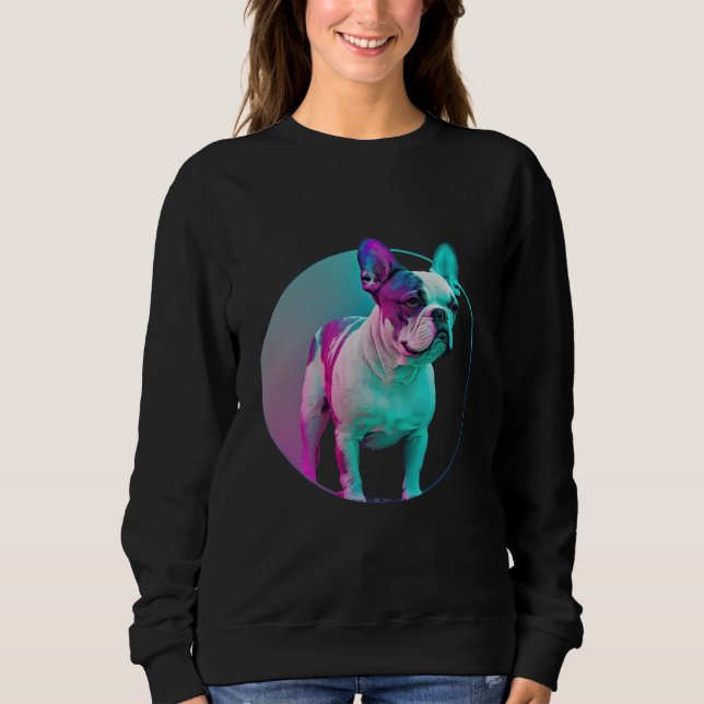Sudadera French Bulldog Vaporwave Retrowave Aesthetic (Anverso)
