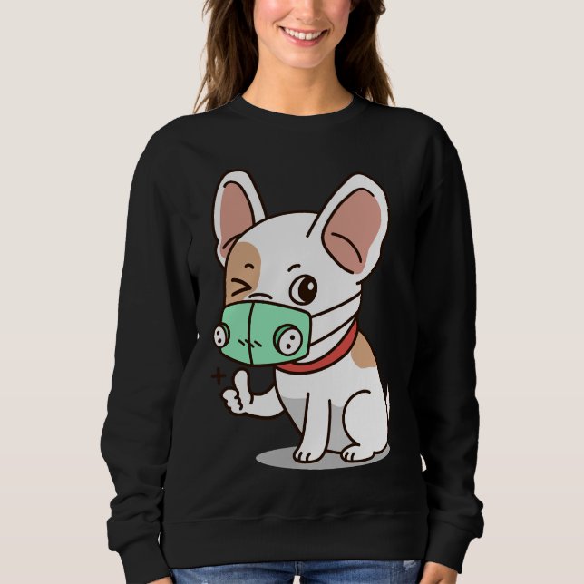 Sudadera French Bulldog Wearing Respiratory Mask (Anverso)