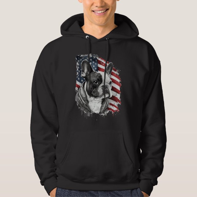 Sudadera French Bulldog with the American Flag (Anverso)