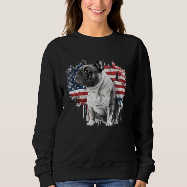 Sudadera French Bulldog with the American Flag  1 (Anverso)