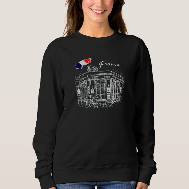 Sudadera French Cafe Flag France Paris Parisian Bicycle Fun (Anverso)