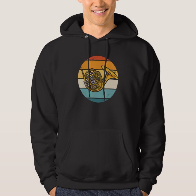 Sudadera French Horn Instrument Retro Sunset (Anverso)