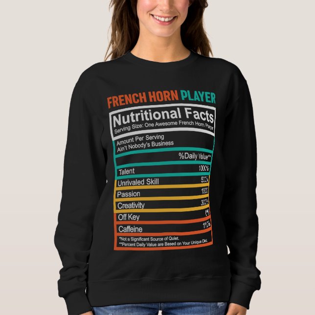 Sudadera French Horn  Nutritional Facts French Horn Player (Anverso)