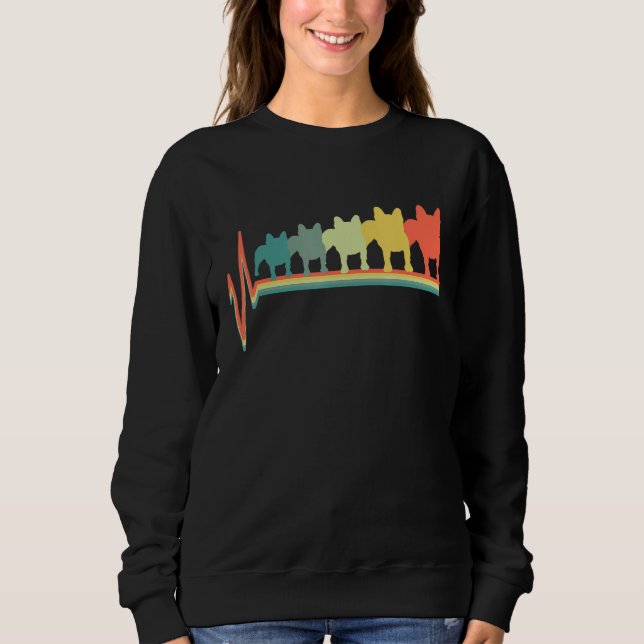Sudadera Frenchie Bulldog francés Lover Heartbeat Retro (Anverso)