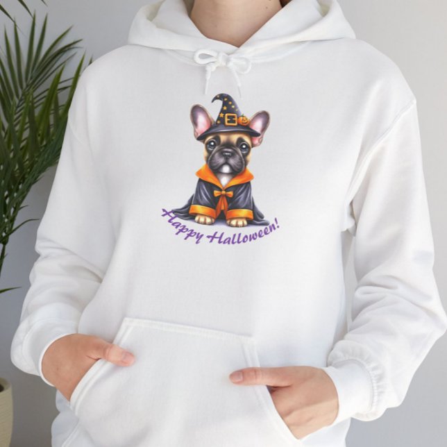 Sudadera Frenchie Halloween Purple Robe Witchy Hat (Subido por el creador)