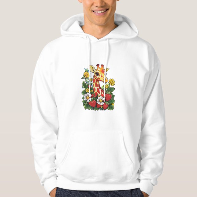 Sudadera Fresas de jirafa y flores café gráfico Gira (Anverso)