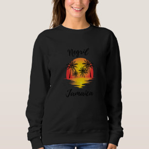 Sudadera Fresco Retro Negril Jamaica Reflejando la Puesta d
