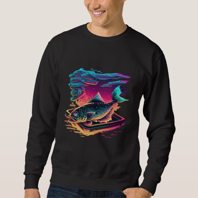 Sudadera Fried Fish Synthwave 80s Retrowave Aesthetic 2 (Anverso)