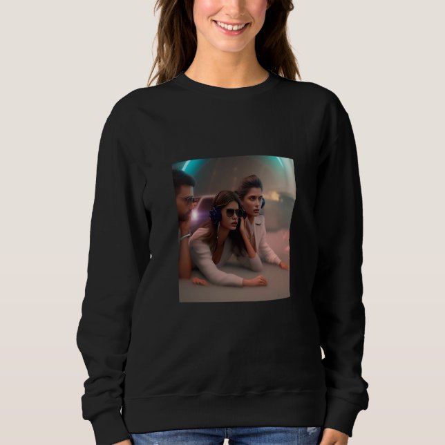 Sudadera Friends Hanging Out TV Headphones Neon Lights Sung (Anverso)