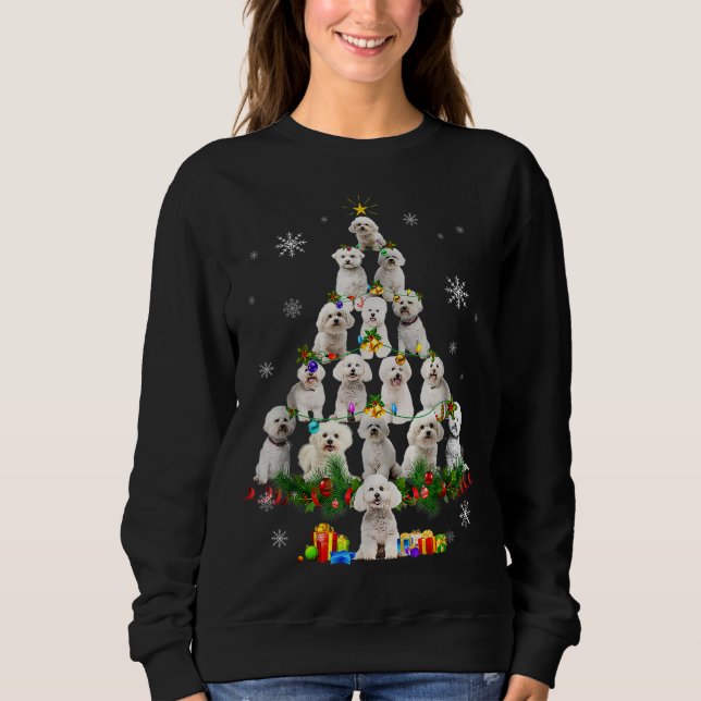 Sudadera Frío de Bichon Árbol de Navidad enciende divertida (Anverso)