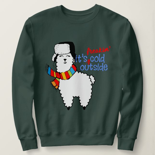 Sudadera Frío fuera de los Navidades feos, el funny llama (Anverso del diseño)