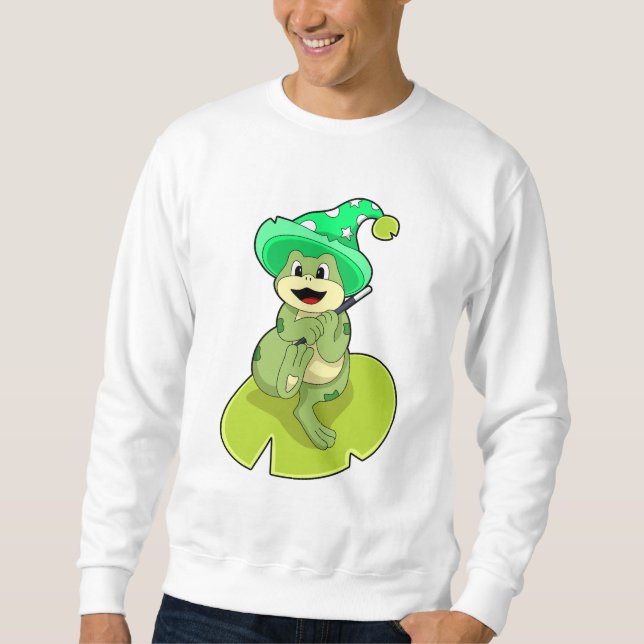 Sudadera Frog as Wizard con varita mágica (Anverso)