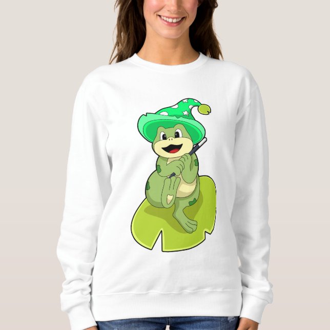 Sudadera Frog as Wizard con varita mágica (Anverso)