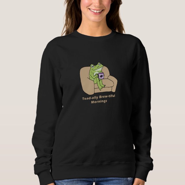 Sudadera Frog & Coffee Pun, Rana divertida sentada en un So (Anverso)