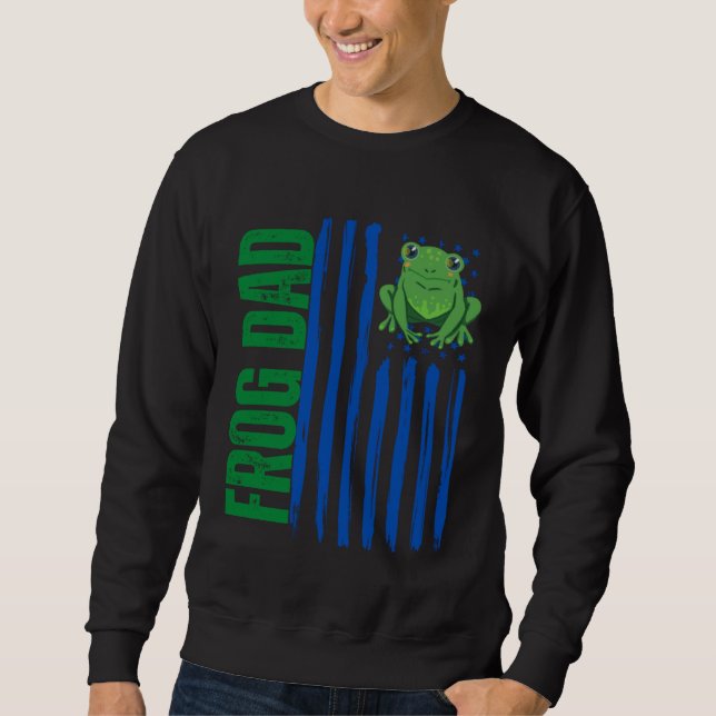 Sudadera Frog Dad American Flag  Frog  Cute Father Day (Anverso)