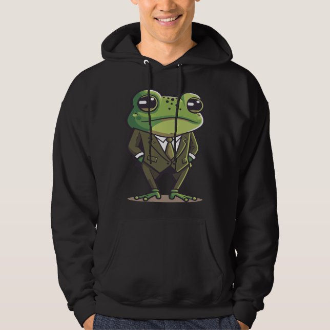 Sudadera Frog man, mr frog, frog in suit, serious frog, fun (Anverso)