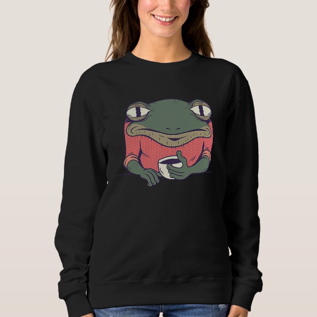 Sudadera Frog with Coffee Cute Frogs Drink Coffee amphibian (Anverso)