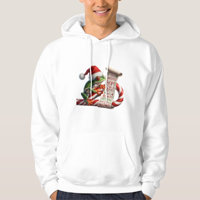Sudadera Froggy Christmas! Hop, Sip, Repeat! Red-Eyed Tree  (Anverso)